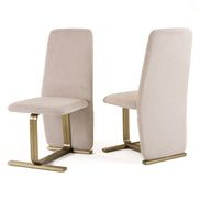 Tasha - Modern Beige Linen + Brushed Brass Dining Chair (Set of 2) - image 3