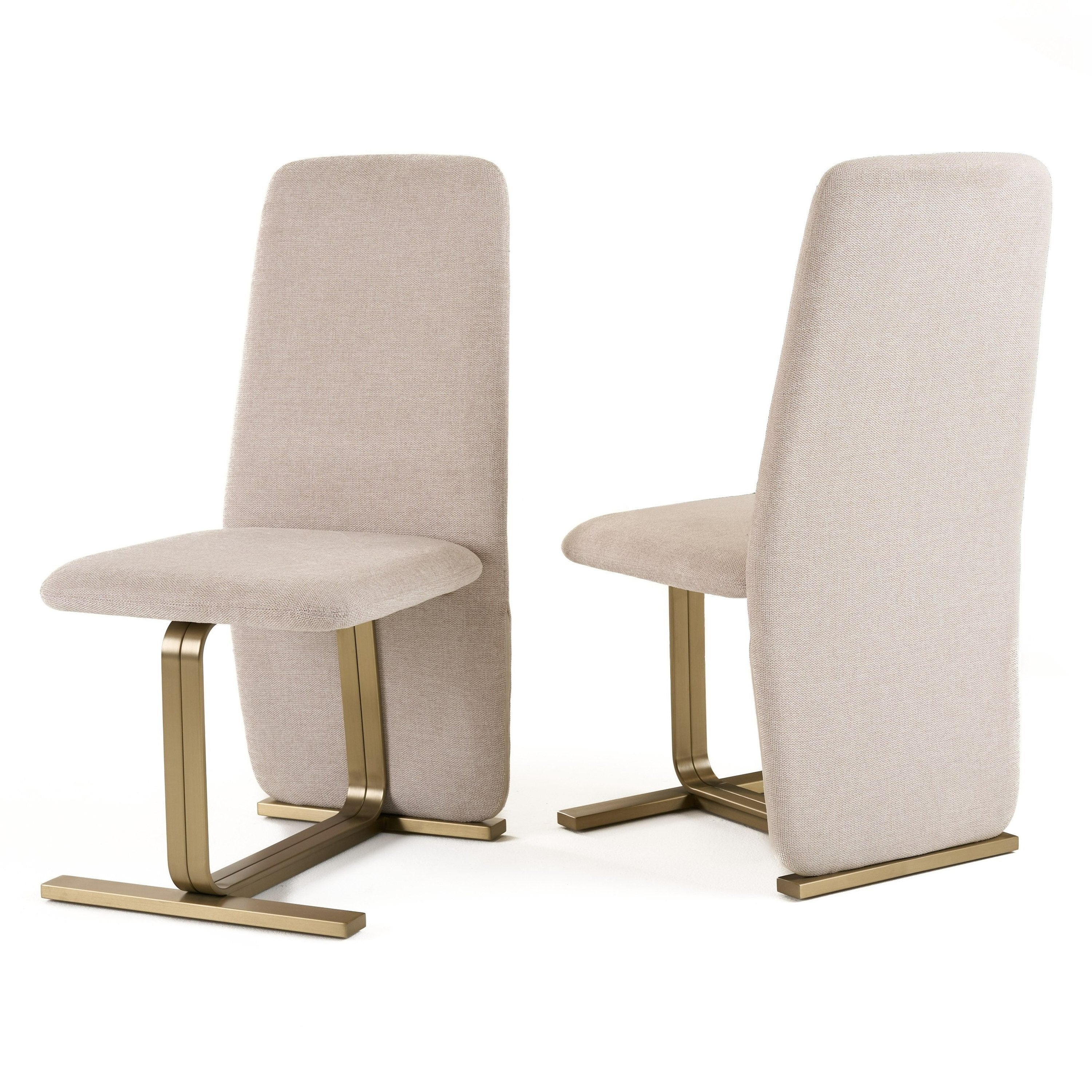 Tasha - Modern Beige Linen + Brushed Brass Dining Chair (Set of 2) - image 3