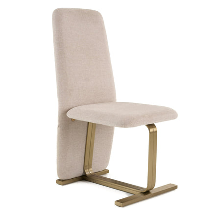 Tasha - Modern Beige Linen + Brushed Brass Dining Chair (Set of 2) - image 2