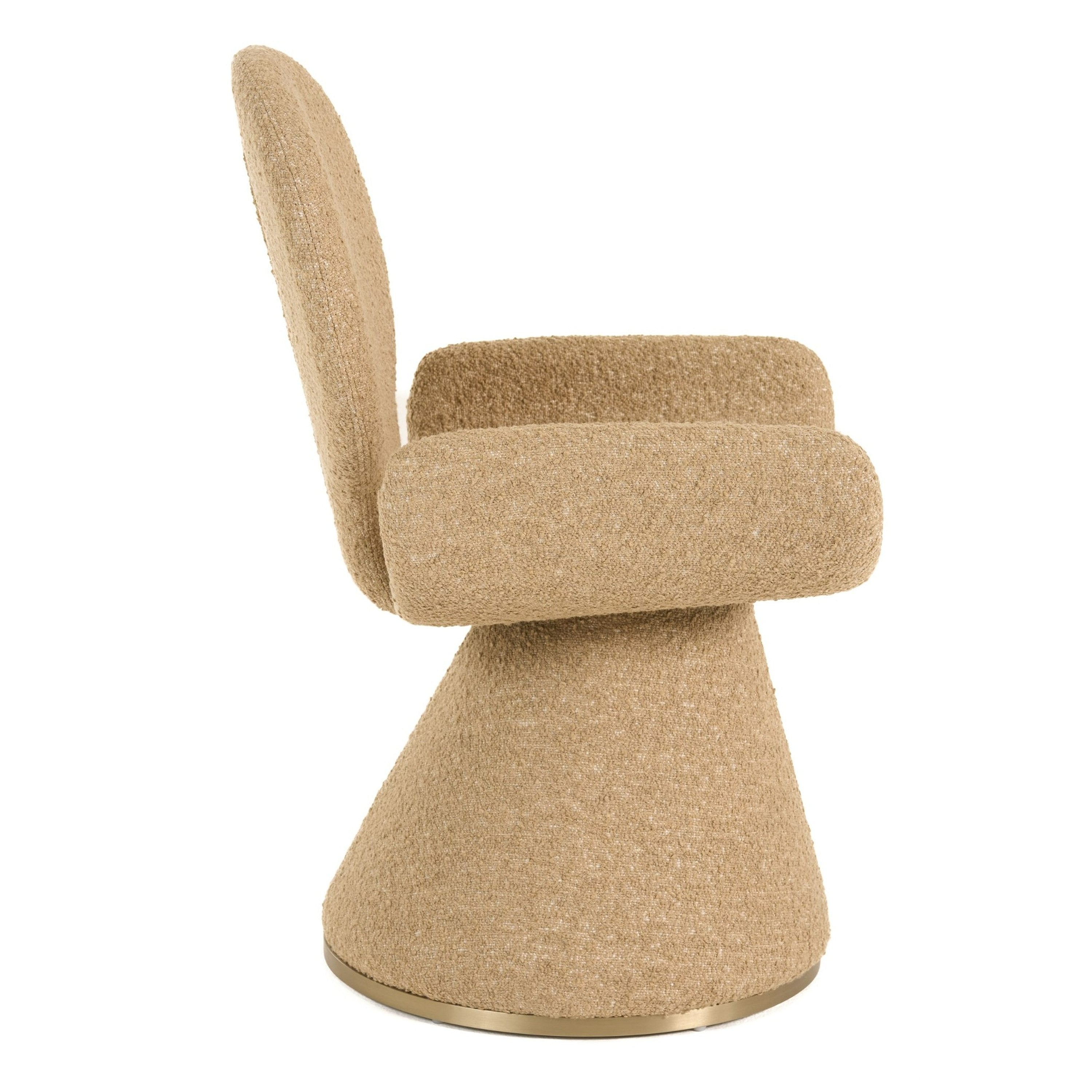 Neptune - Contemporary Beige Fabric + Brushed Brass Dining Chair - image 4