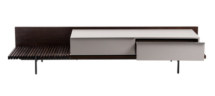 Colima - Modern Matte Beige + Walnut TV Stand - image 3