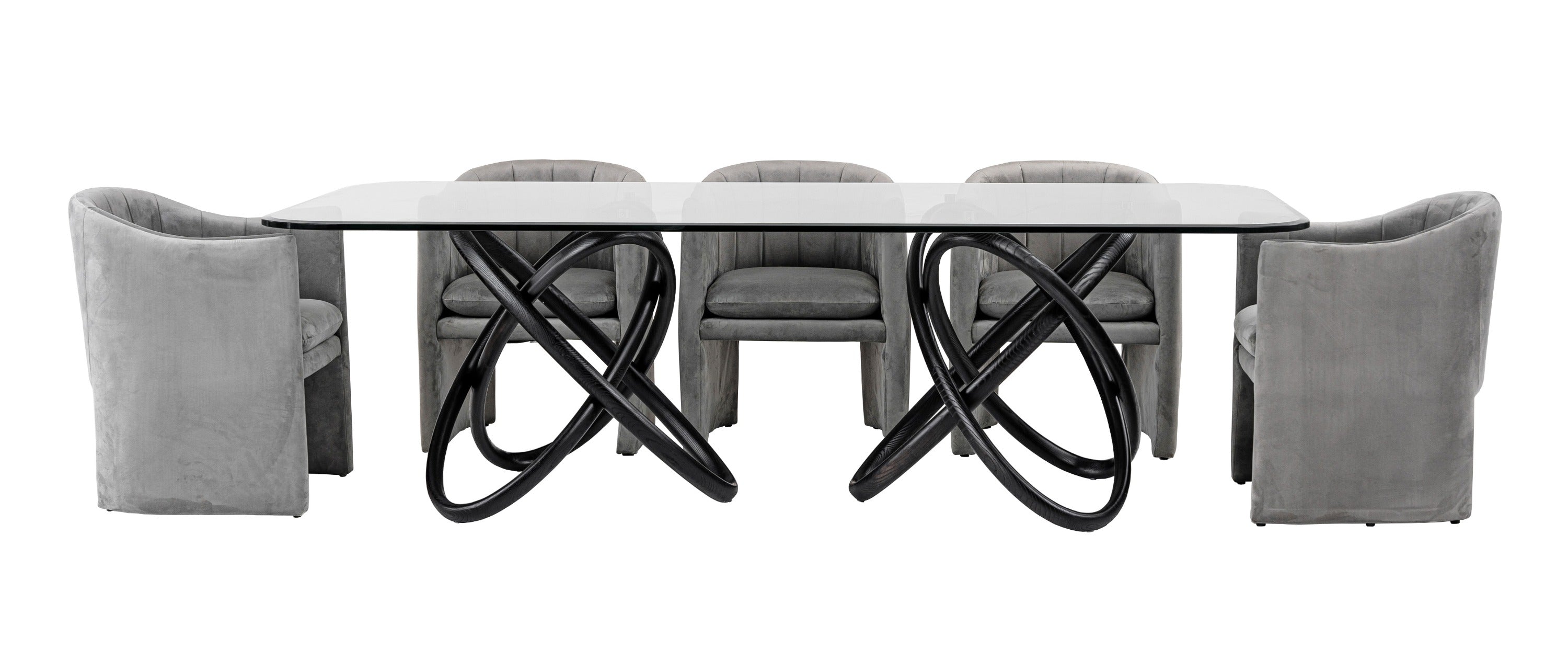 Mason Modern Glass & Black Ash Dining Table - image 3
