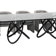 Mason Modern Glass & Black Ash Dining Table - image 4
