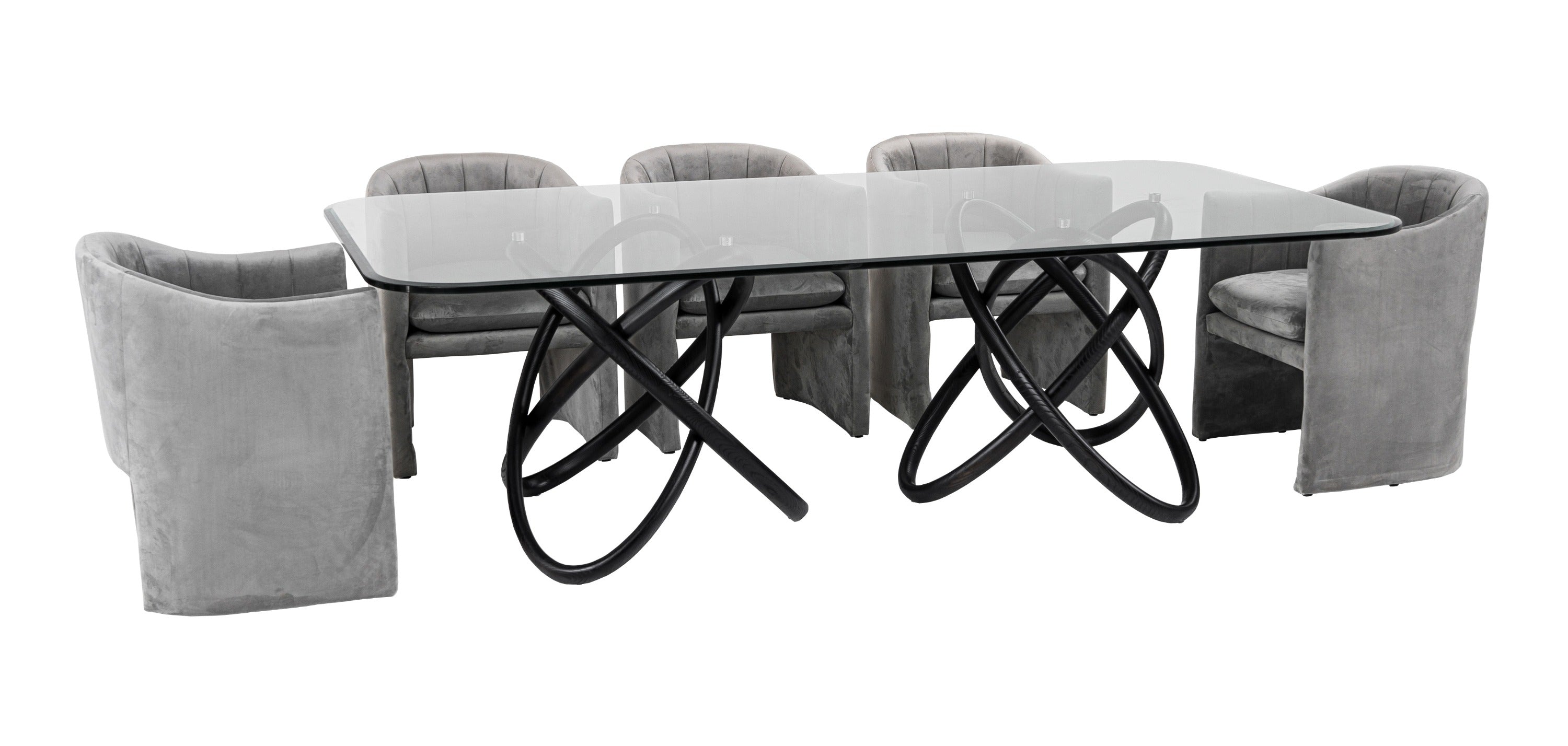 Mason Modern Glass & Black Ash Dining Table - image 4