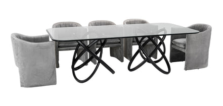 Mason Modern Glass & Black Ash Dining Table - image 4