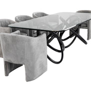 Mason Modern Glass & Black Ash Dining Table - image 5