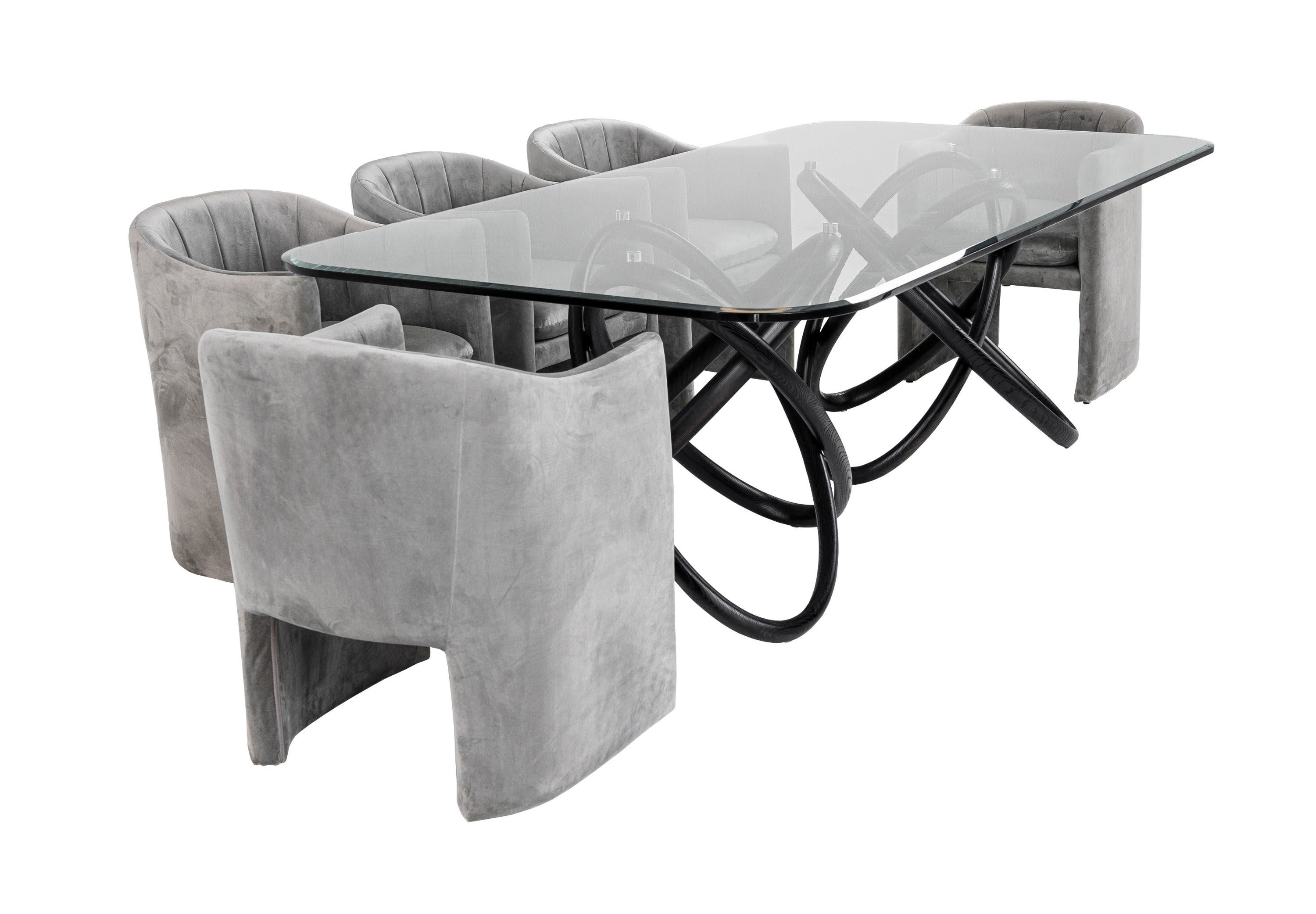 Mason Modern Glass & Black Ash Dining Table - image 5