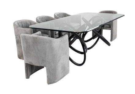 Mason Modern Glass & Black Ash Dining Table - image 5