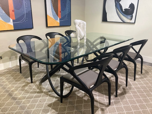 Campbell - Mid-Century Modern Grey Leatherette & Black Ash Dining Chair - image 2