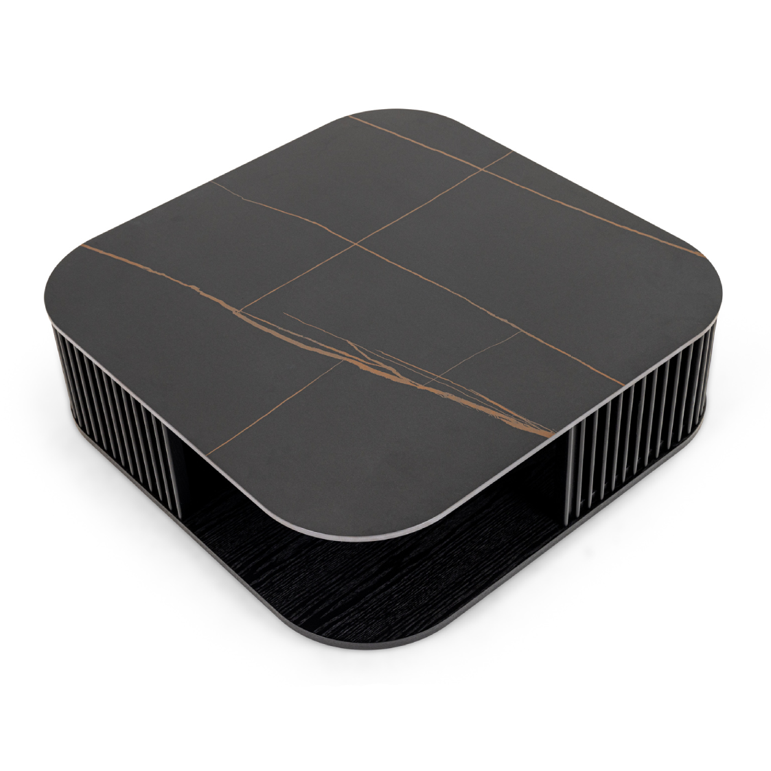 Chip - Modern Black Ceramic + Black Ash Square Coffee Table - image 2