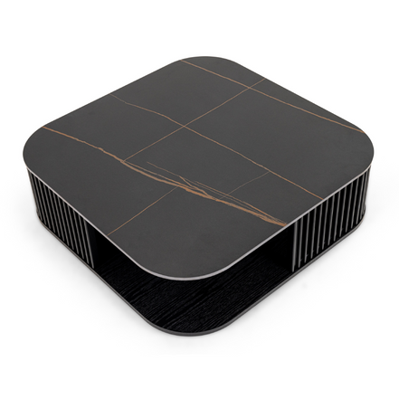 Chip - Modern Black Ceramic + Black Ash Square Coffee Table - image 2