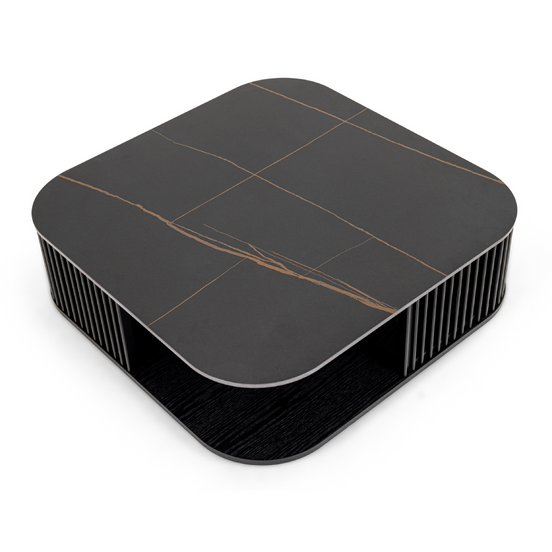 Chip - Modern Black Ceramic + Black Ash Square Coffee Table - image 2