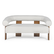 Aledo - Modern Off-White Fabric + Oak Loveseat - image 5