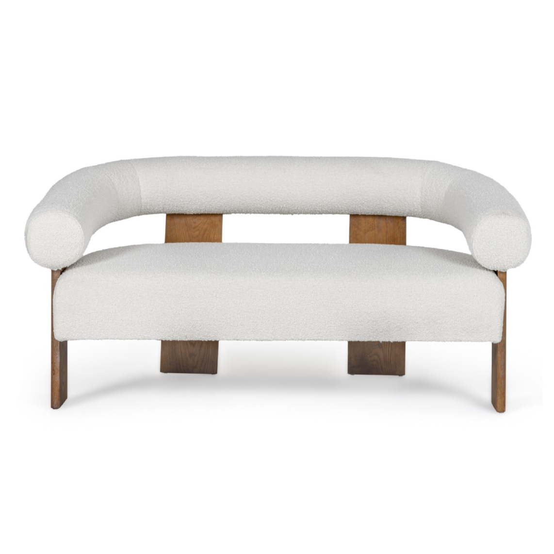 Aledo - Modern Off-White Fabric + Oak Loveseat - image 5