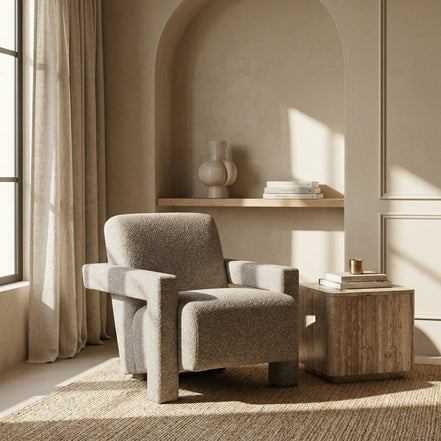 Wylie - Modern Light Grey-Beige Fabric Accent Chair - image 4