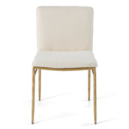 Atlanta - Modern Off-White Fabric & Brass Dining Chair