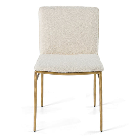 Atlanta - Modern Off-White Fabric & Brass Dining Chair