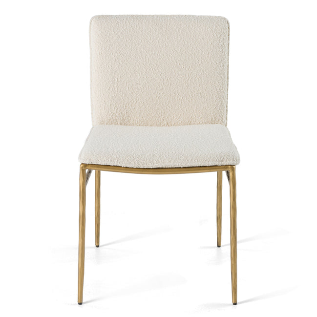 Atlanta - Modern Off-White Fabric & Brass Dining Chair