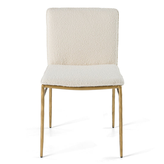 Atlanta - Modern Off-White Fabric & Brass Dining Chair