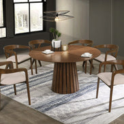 Weiss - Mid-Century Modern Walnut Round Dining Table + 6 Chair Set - image 5