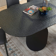 Maxine - Modern Hammered Grey Glass Rectangular Dining Table - image 2