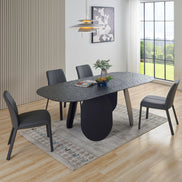 Maxine - Modern Hammered Grey Glass Rectangular Dining Table