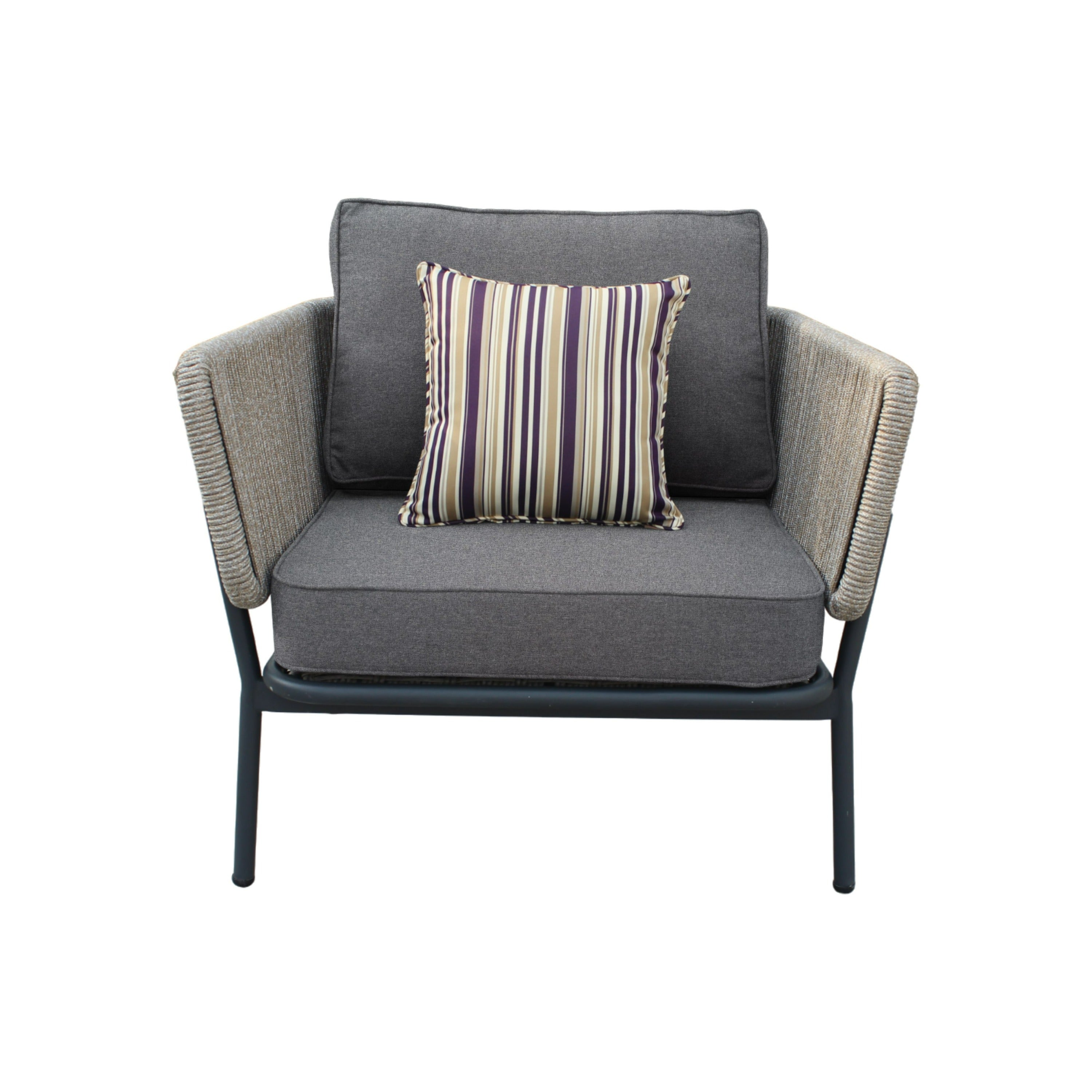 Suntide - Outdoor Grey Fabric + Beige Rattan + Grey Acacia Sofa Set - image 3