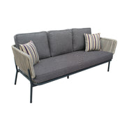 Suntide - Outdoor Grey Fabric + Beige Rattan + Grey Acacia Sofa Set - image 2