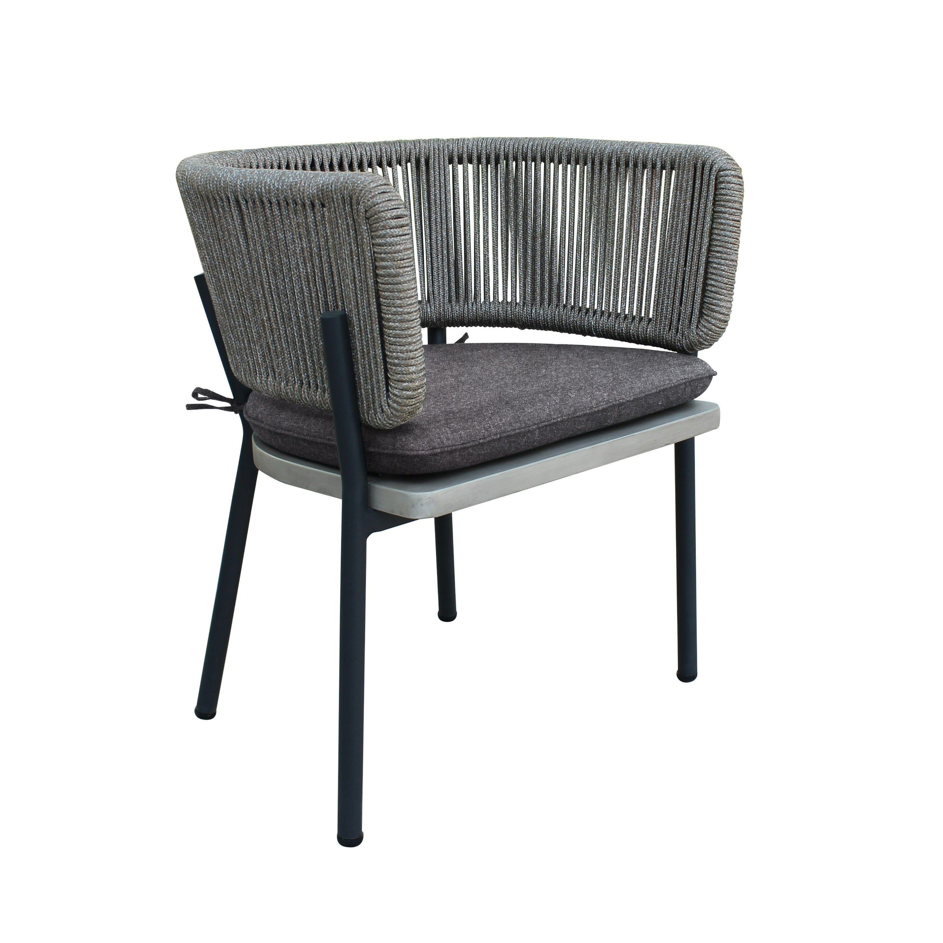 Suntide - Outdoor Grey Fabric + Grey Acacia + Beige Rattan Dining Set - image 4