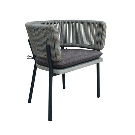 Suntide - Outdoor Grey Fabric + Grey Acacia + Beige Rattan Dining Set - image 4