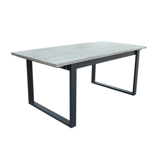 Suntide - Outdoor Grey Fabric + Grey Acacia + Beige Rattan Dining Set - image 2