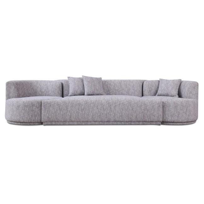 Beau - Modern Light Grey Fabric Sectional Sofa With 2 Swirling Chair
