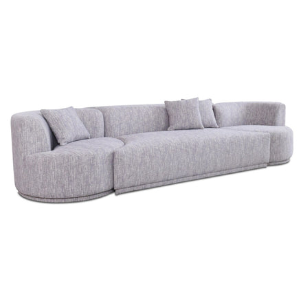 Beau - Modern Light Grey Fabric Sectional Sofa With 2 Swirling Chair - image 2
