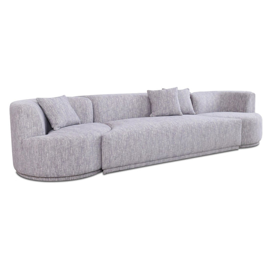 Beau - Modern Light Grey Fabric Sectional Sofa With 2 Swirling Chair - image 2