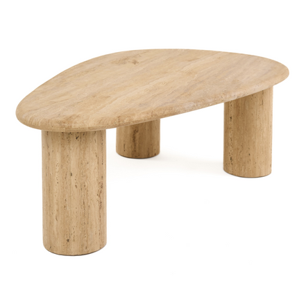 Gracemont - Modern Travertine Marble Freeform Coffee Table - image 2