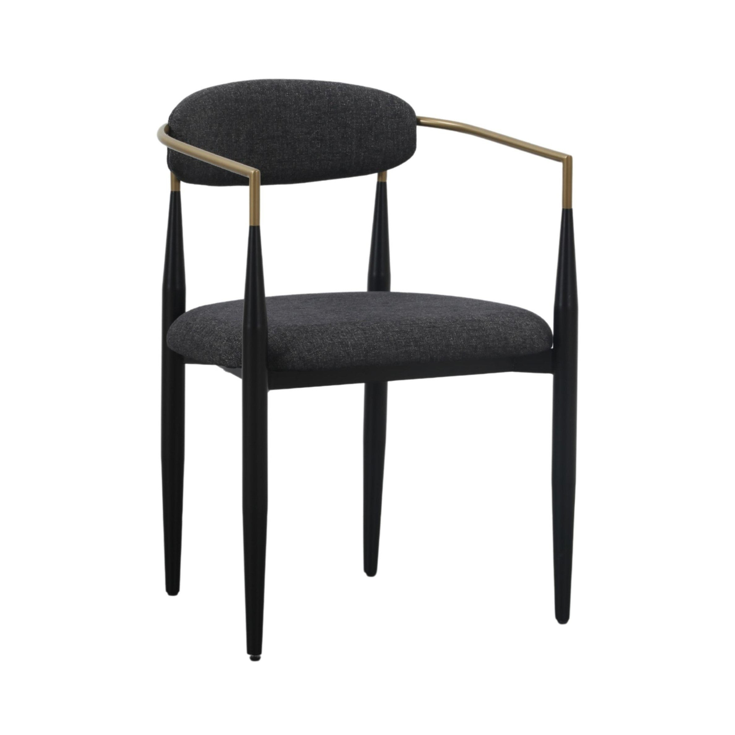 Buchtel - Mid-Century Modern Dark Grey + Gold Arm + Black Dining Chair - image 3