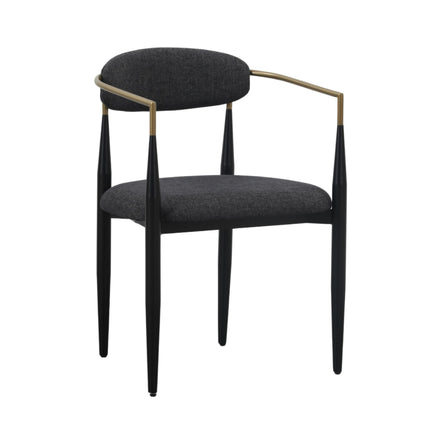 Buchtel - Mid-Century Modern Dark Grey + Gold Arm + Black Dining Chair - image 3