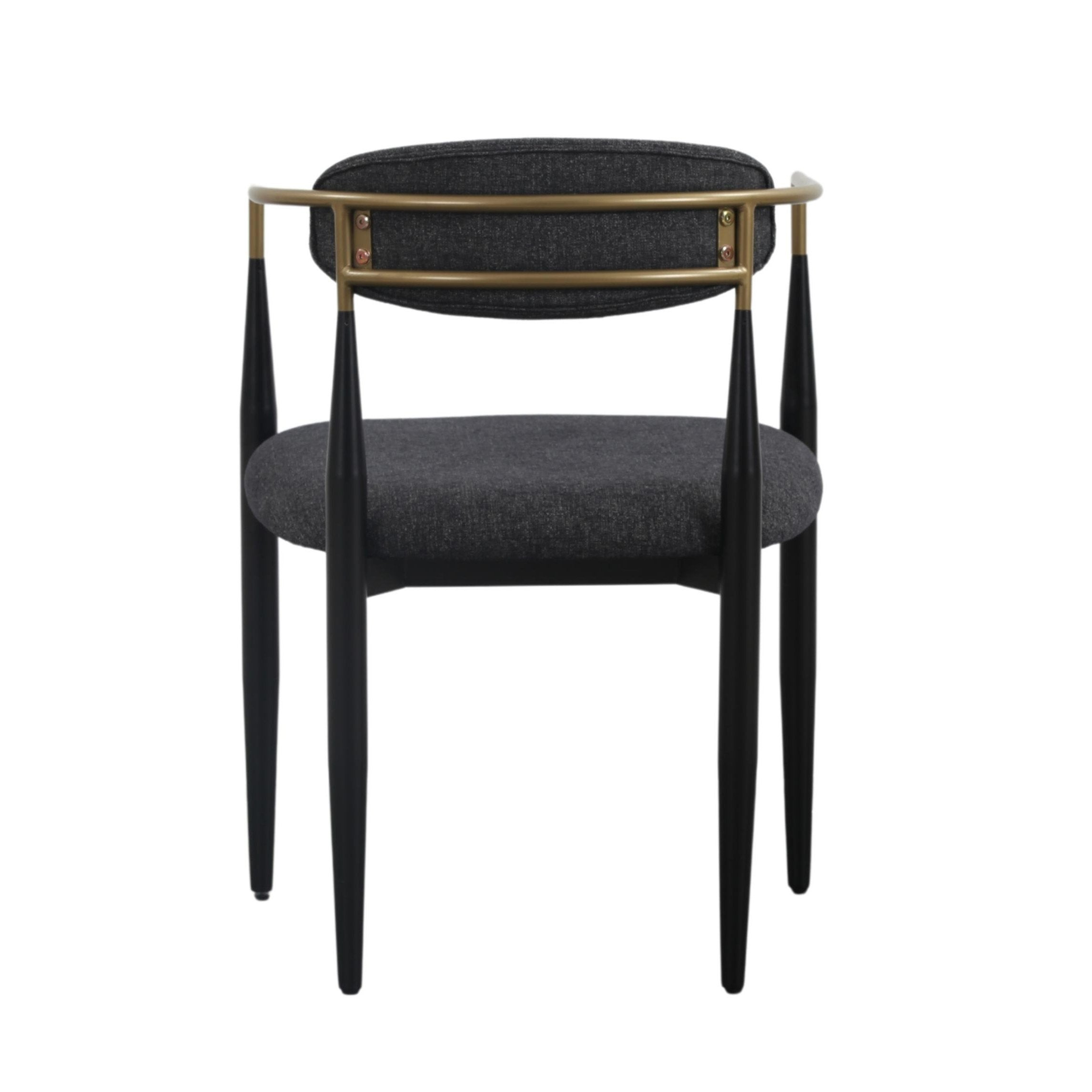 Buchtel - Mid-Century Modern Dark Grey + Gold Arm + Black Dining Chair - image 2