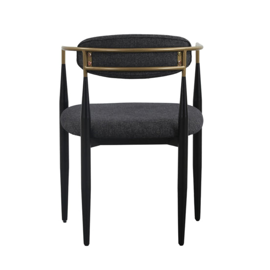 Buchtel - Mid-Century Modern Dark Grey + Gold Arm + Black Dining Chair - image 2