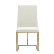Frankie - Modern Off-White Fabric + Antique Brass Dining Chair