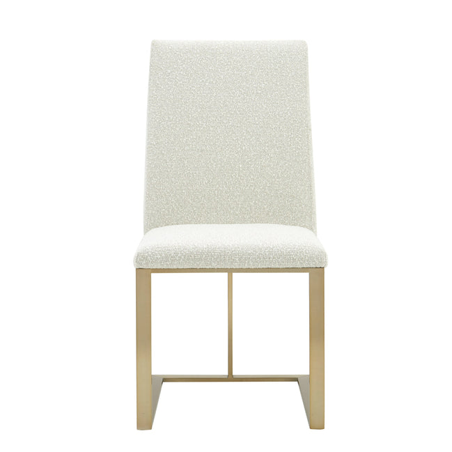 Frankie - Modern Off-White Fabric + Antique Brass Dining Chair