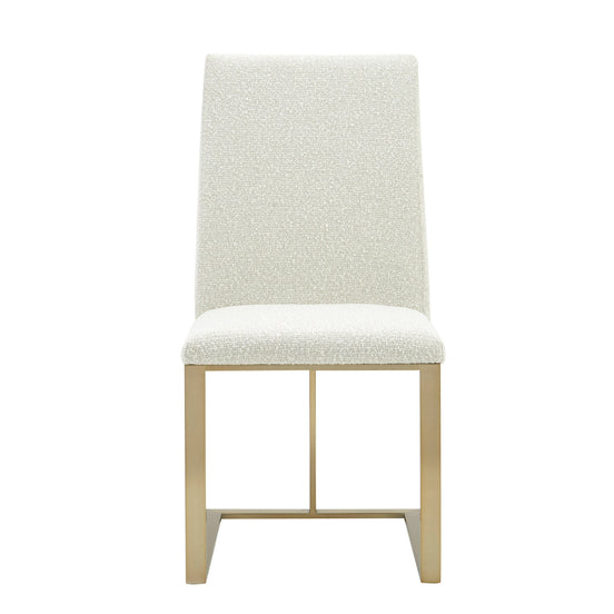 Frankie - Modern Off-White Fabric + Antique Brass Dining Chair