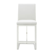 Frankie - Modern White Vegan Leather + Stainless Steel Counter Chair