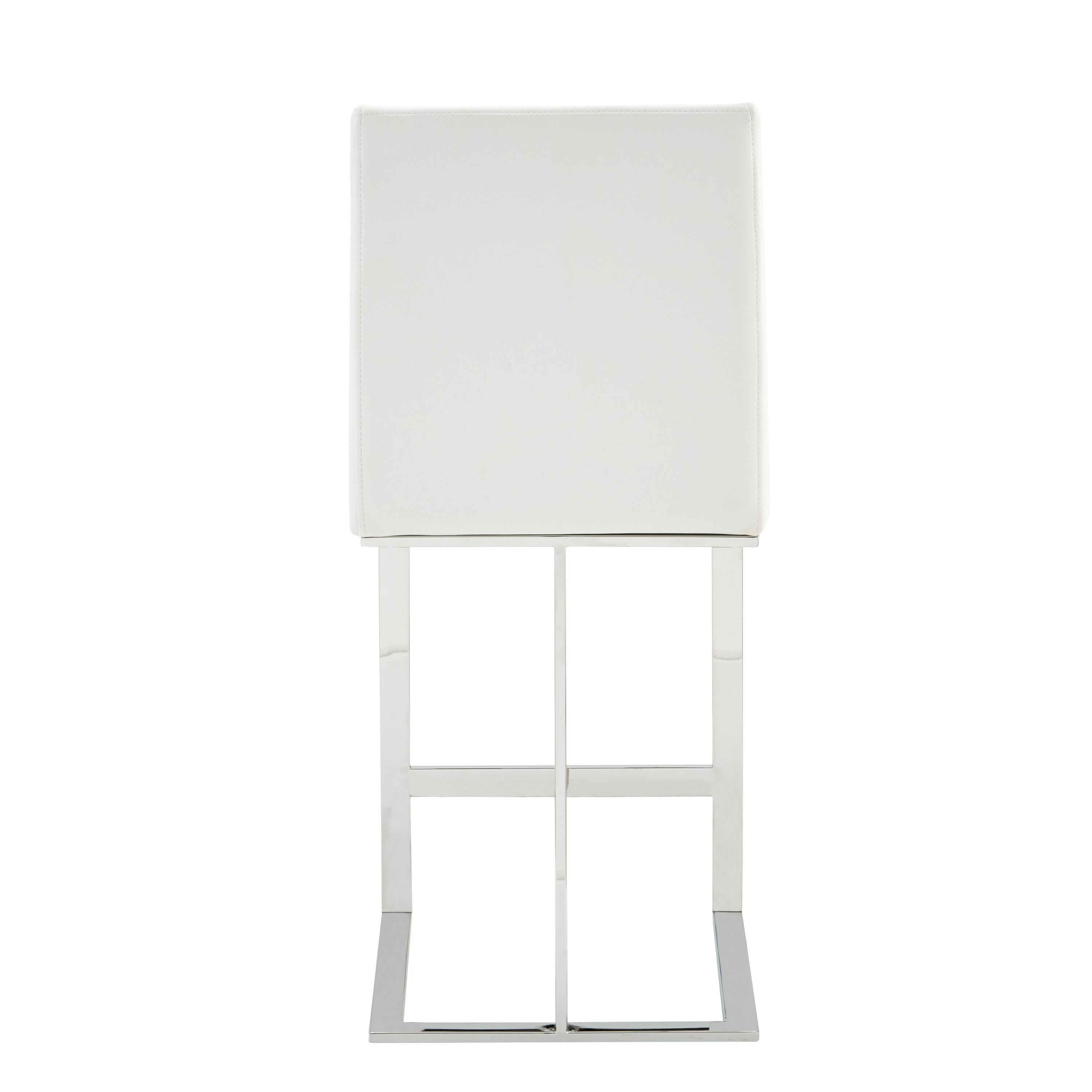 Frankie - Modern White Vegan Leather + Stainless Steel Counter Chair - image 2