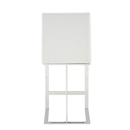 Frankie - Modern White Vegan Leather + Stainless Steel Counter Chair - image 2