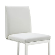 Frankie - Modern White Vegan Leather + Stainless Steel Counter Chair - image 3