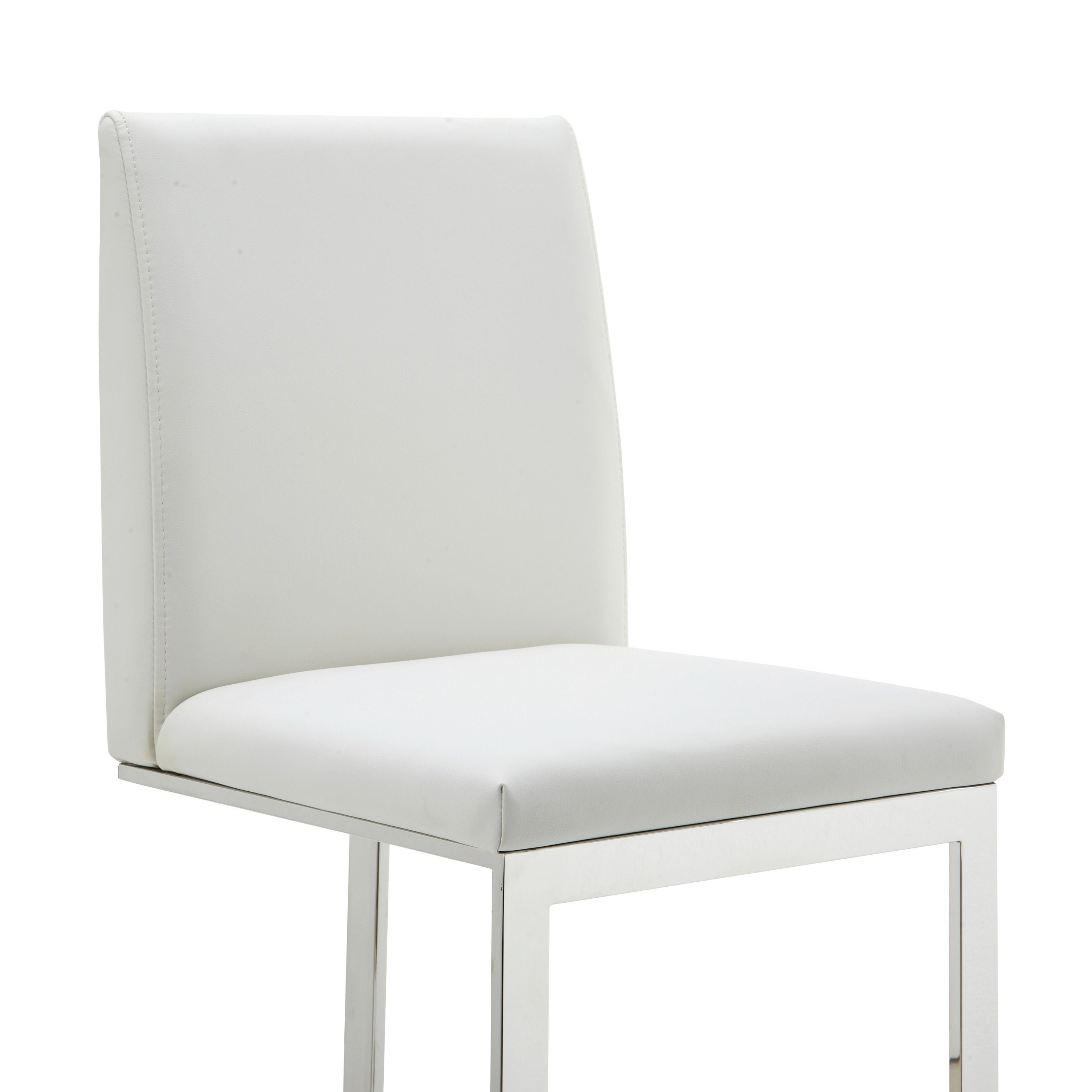 Frankie - Modern White Vegan Leather + Stainless Steel Counter Chair - image 3