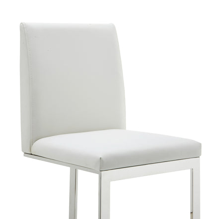Frankie - Modern White Vegan Leather + Stainless Steel Counter Chair - image 3