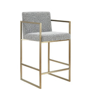 Suzanne - Modern Grey Fabric + Antique Brass Counter Chair - image 3
