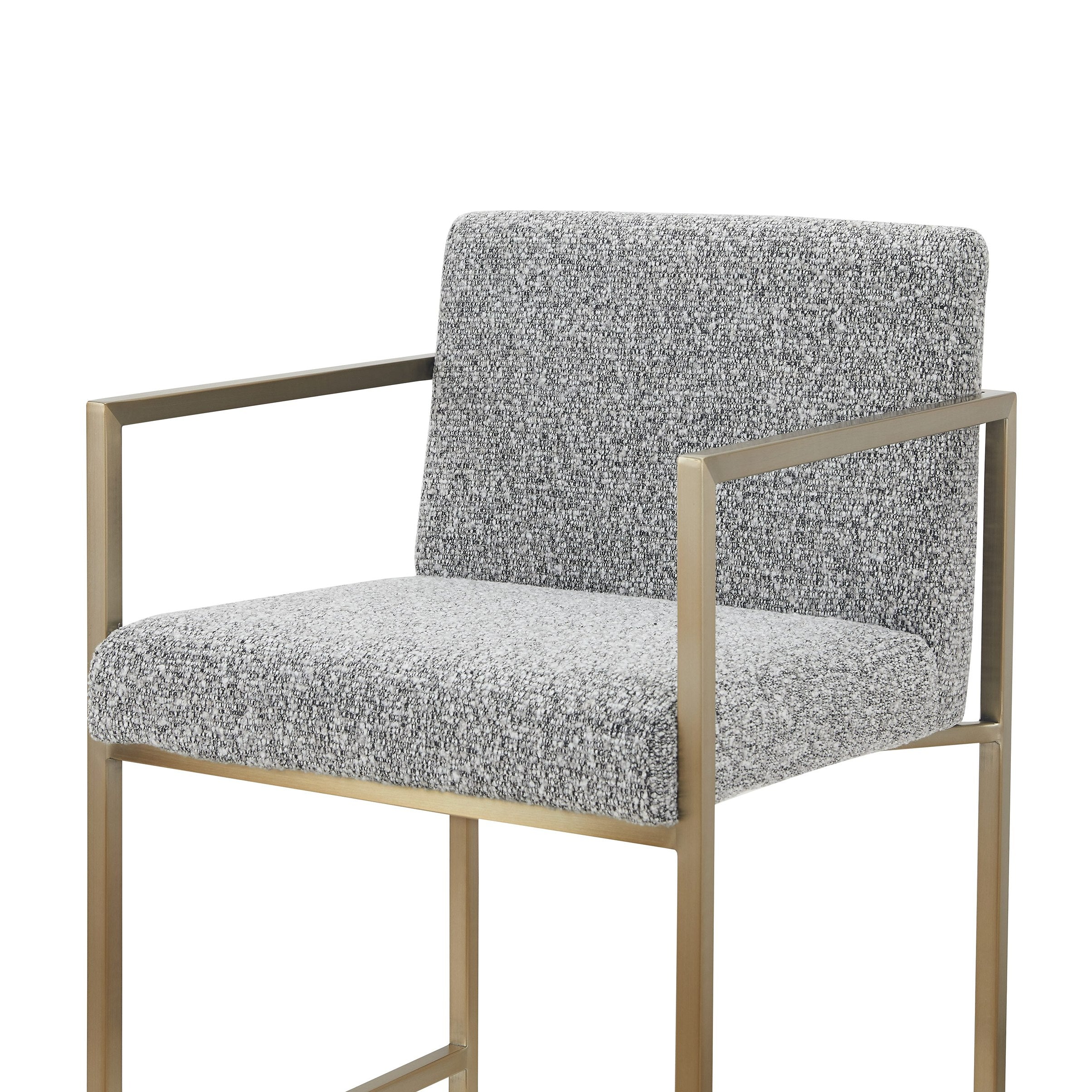 Suzanne - Modern Grey Fabric + Antique Brass Counter Chair - image 2